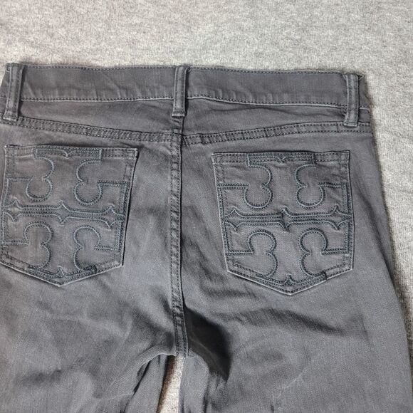 Tory Burch Super Skinny Womens Black Jeans Size 29 Embroidered Logo Packet - Picture 9 of 15